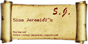 Sisa Jeremiás névjegykártya